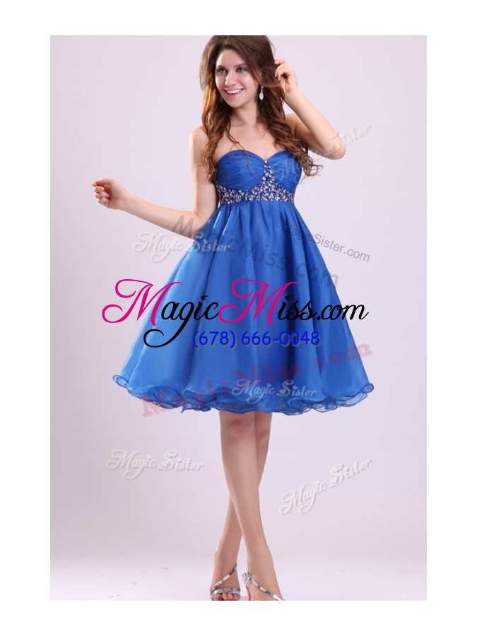 wholesale 2016 classical short sweetheart beading prom dress in blue