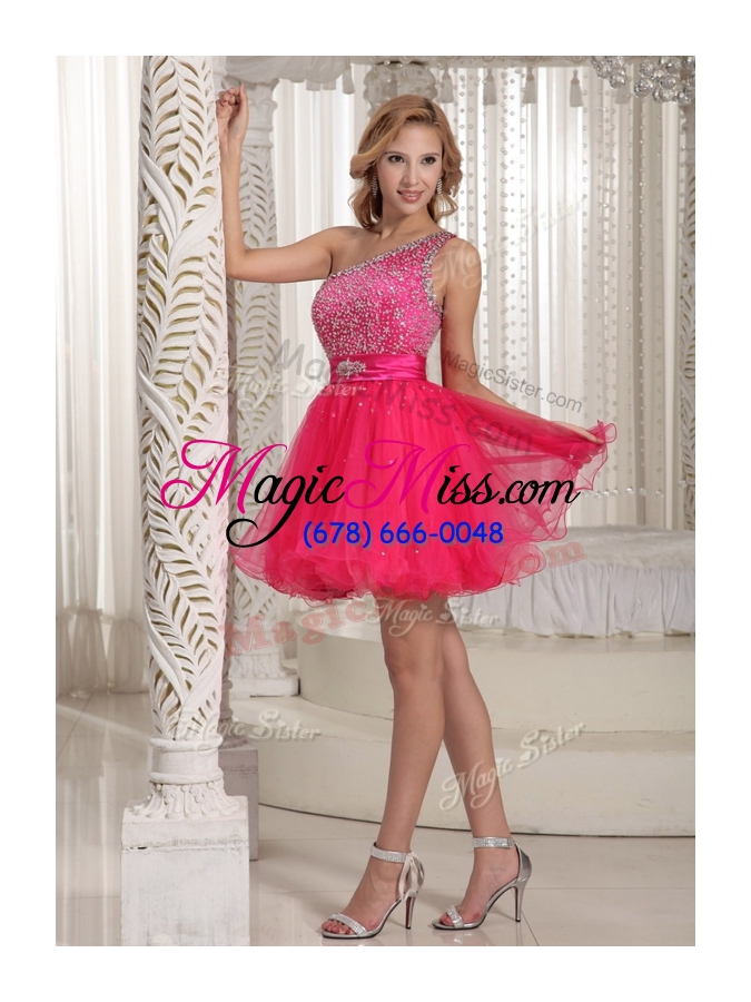 wholesale gorgeous one shoulder beading short prom dresses for 2016