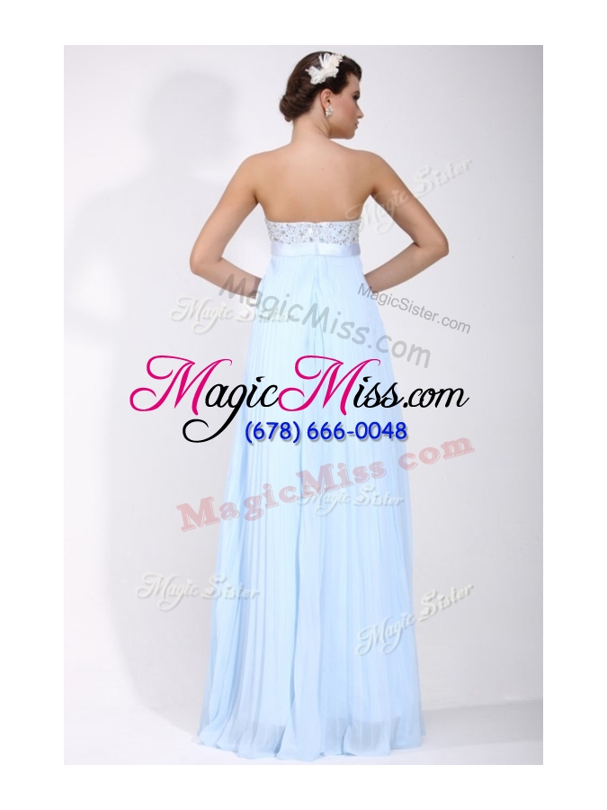 wholesale 2016 beautiful strapless beading long dama  dress in light blue