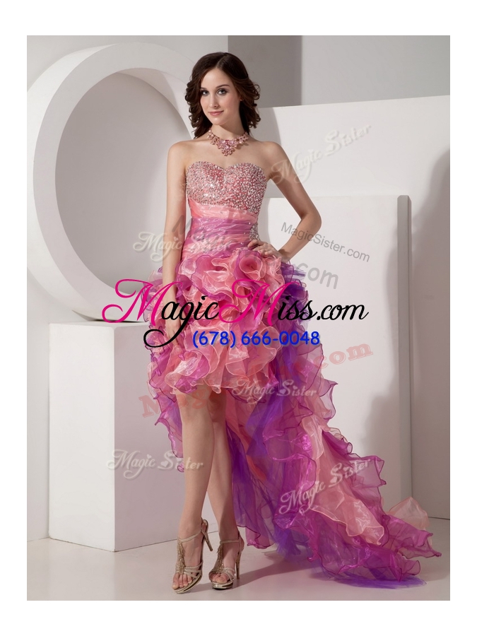 wholesale luxurious high low beading pageant dresses in multi color