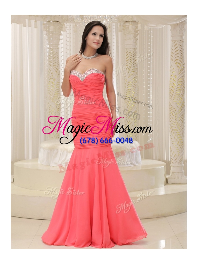 wholesale 2016 new style mermaid sweetheart coral red prom dress