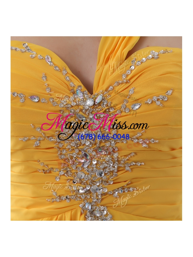 wholesale 2016 beautiful empire one shoulder beading orange dama dresses for holiday
