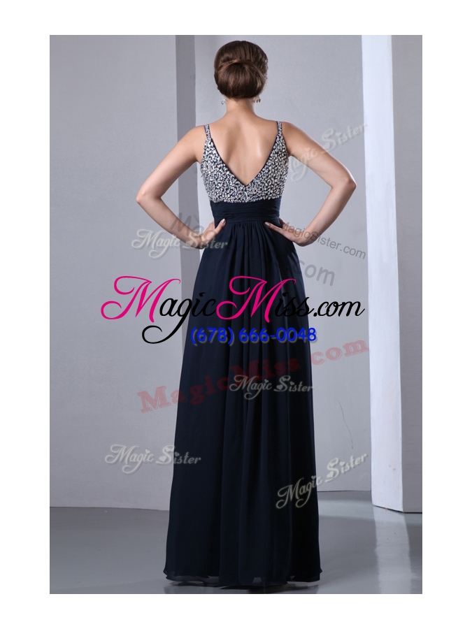 wholesale 2016 classical empire straps side zipper beading prom dresses in black