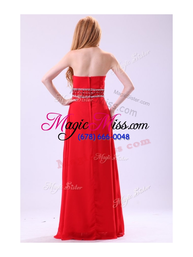 wholesale 2016 simple empire strapless red bridesmaid dresses with beading