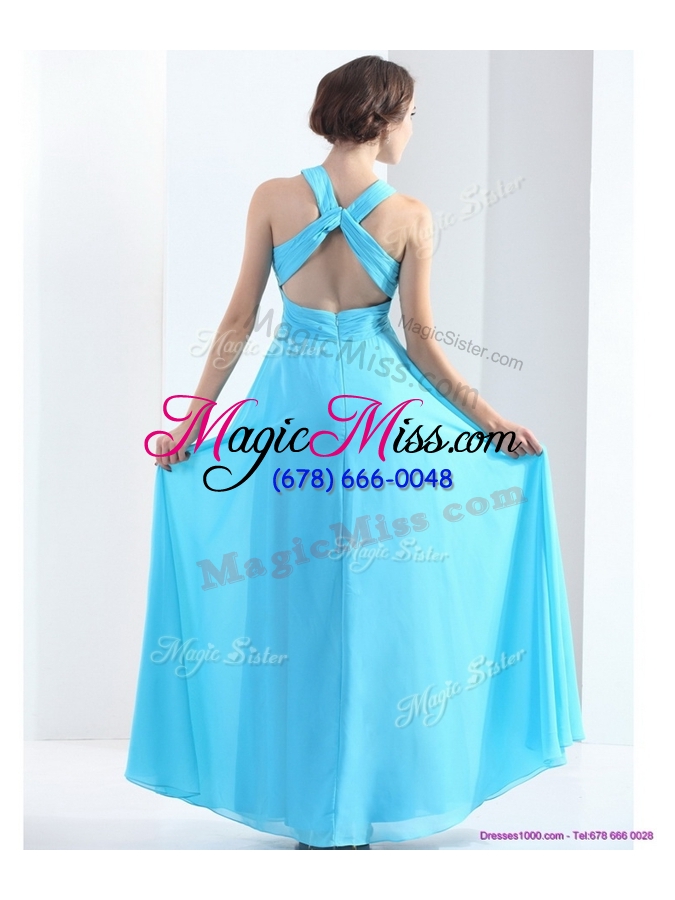 wholesale 2016 affordable halter top criss cross prom dresses with beading