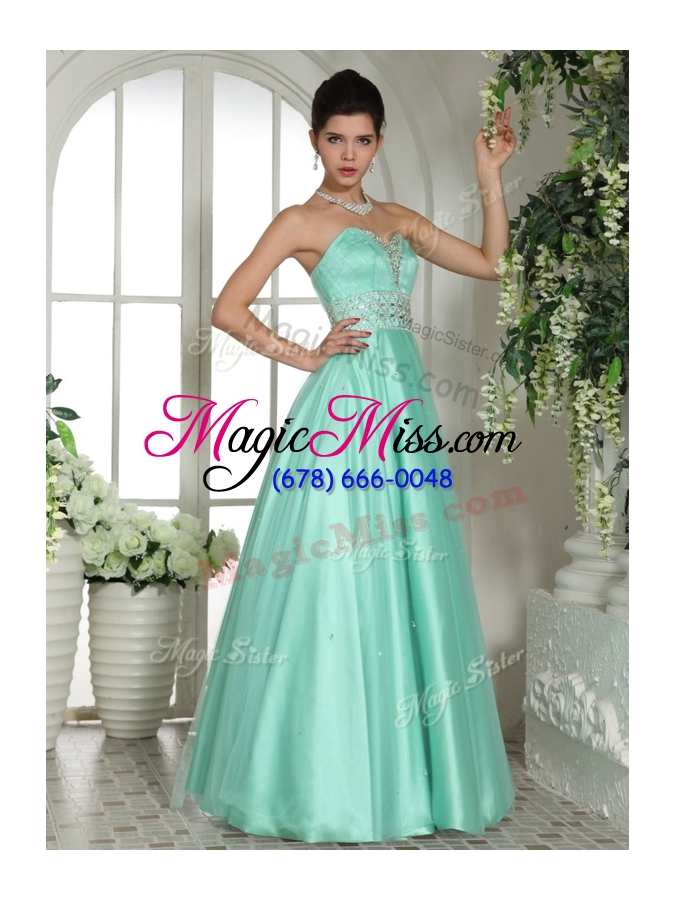 wholesale 2016 elegant a line sweetheart beading dama dresses in apple green