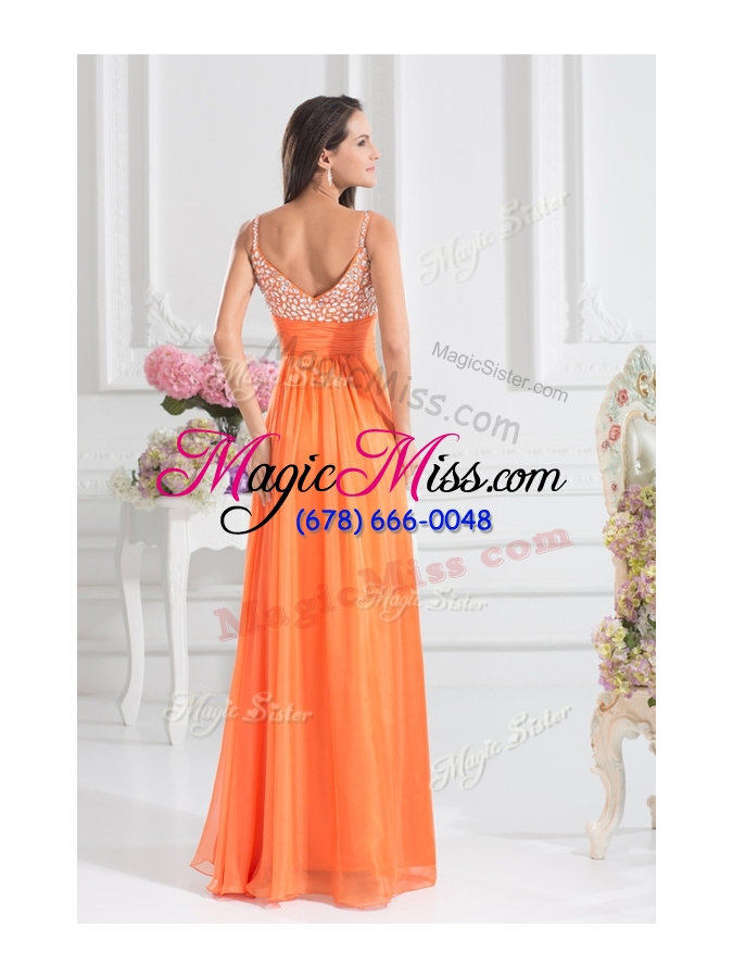 wholesale best empire spaghetti straps beading bridesmaid dress for fall