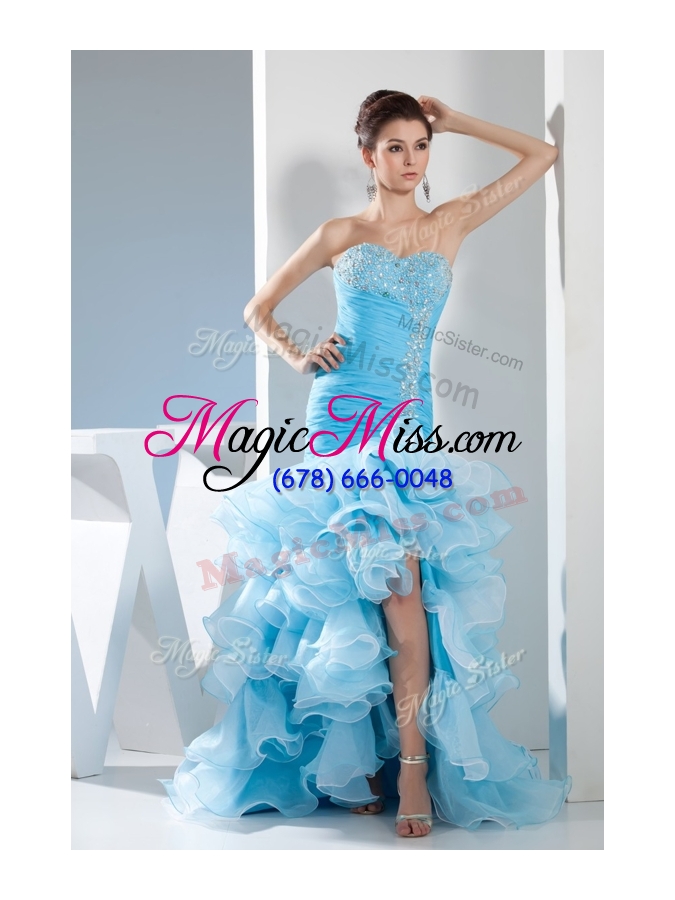 wholesale gorgeous mermaid sweetheart ruffled layers prom dress in aqua blue
