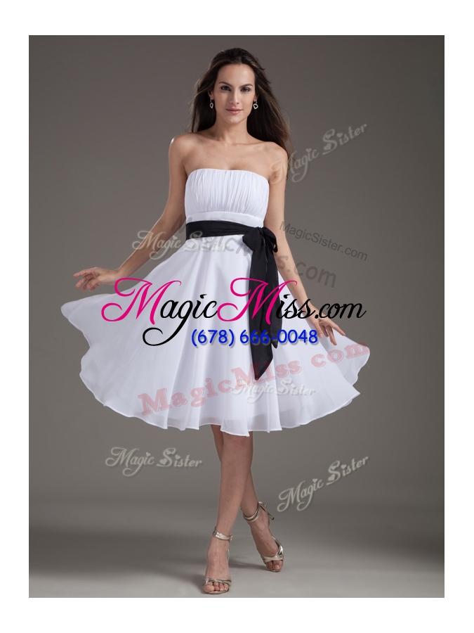 wholesale 2016 elegant strapless sash white short prom dress for homecoming