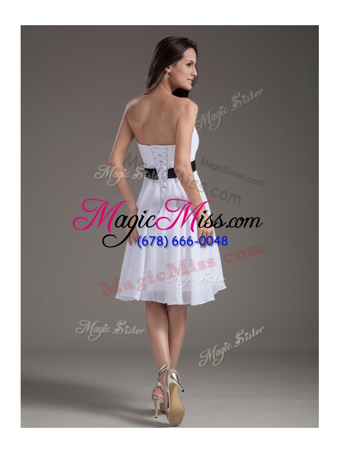 wholesale 2016 elegant strapless sash white short prom dress for homecoming
