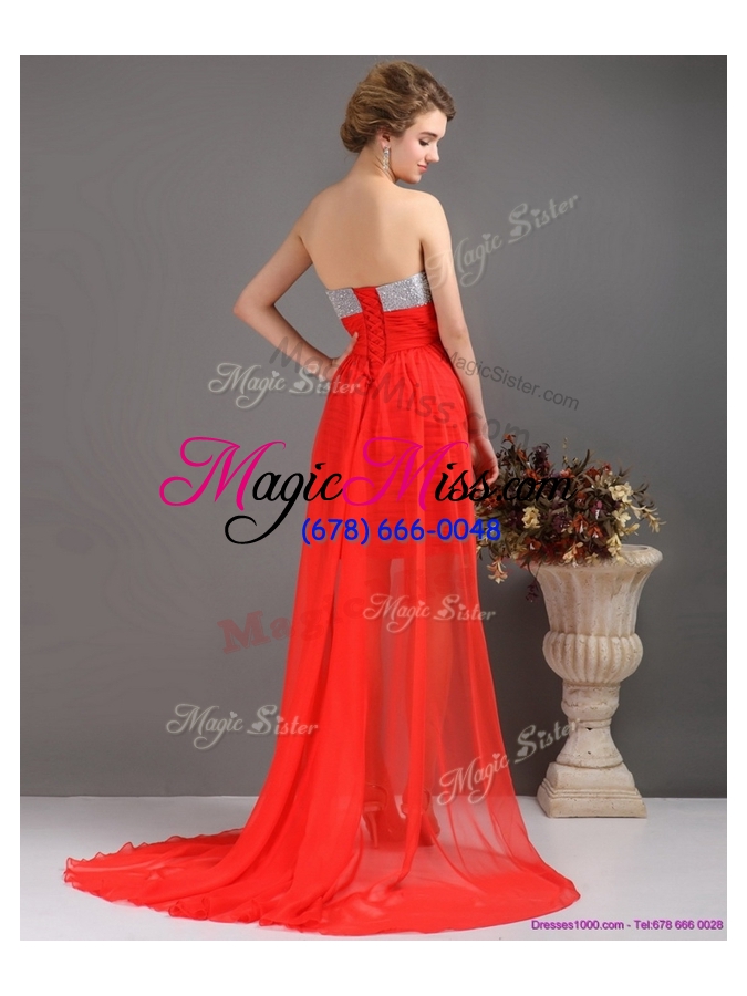 wholesale most popular column high low prom dresses with beading
