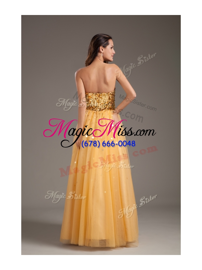 wholesale 2016 luxurious princess sweetheart sequins long prom dresses in gold