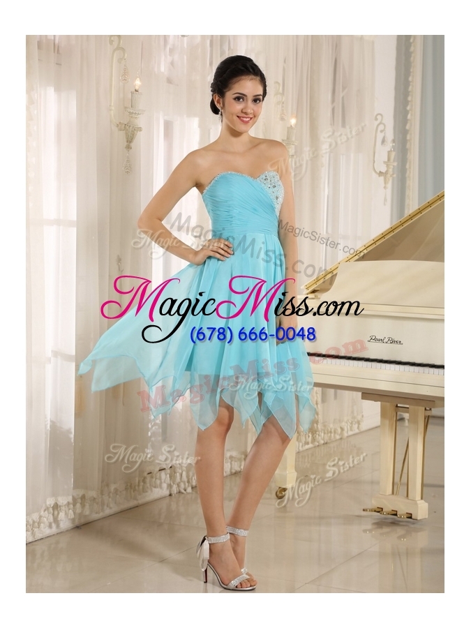 wholesale cheap asymmetrical sweetheart beading short  bridesmaid dresses