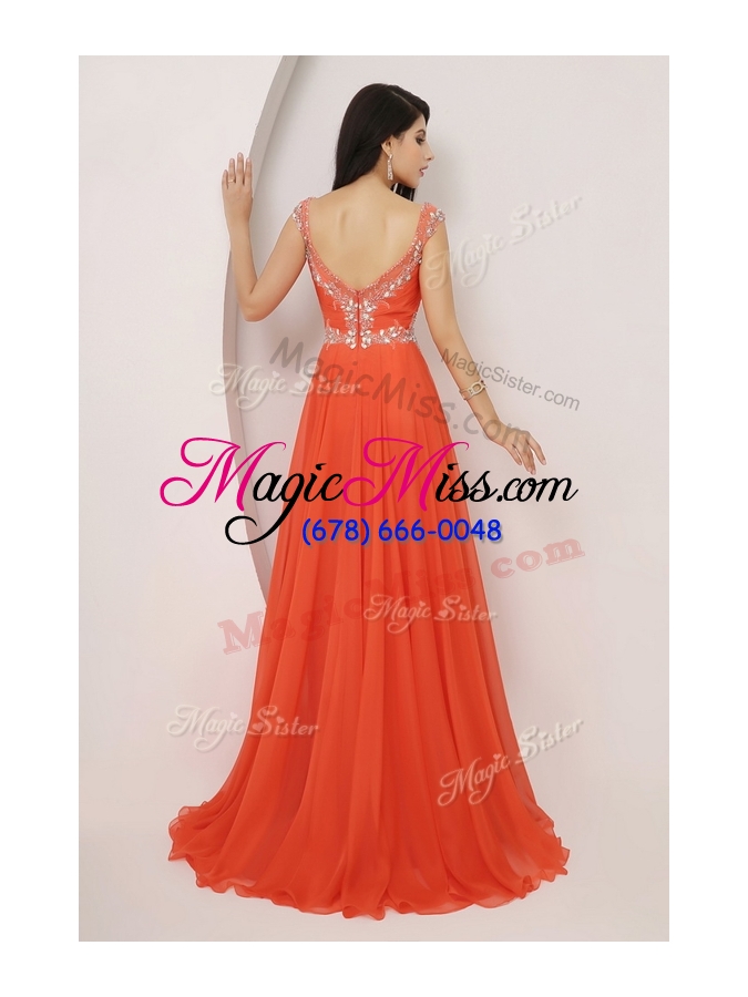 wholesale 2016 the brand new style brush train new prom dresses with high slit and beading