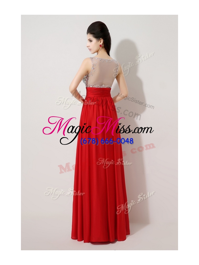 wholesale 2016 fashionable scoop empire beading red new prom dresses