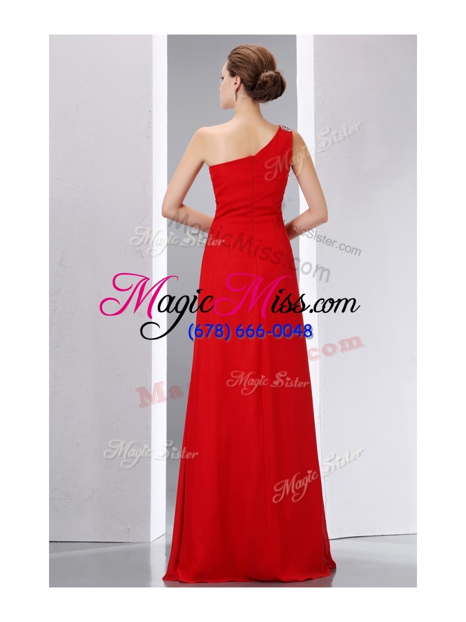 wholesale 2016 elegant column one shoulder bridesmaid  dress with high slit