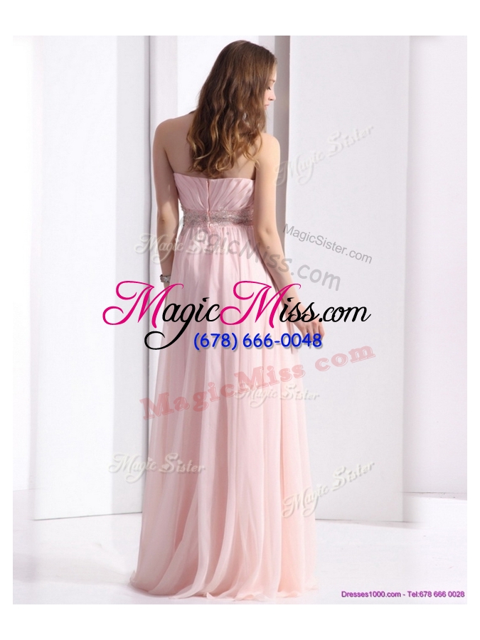 wholesale 2016 simple strapless beading long dama dresses in baby pink