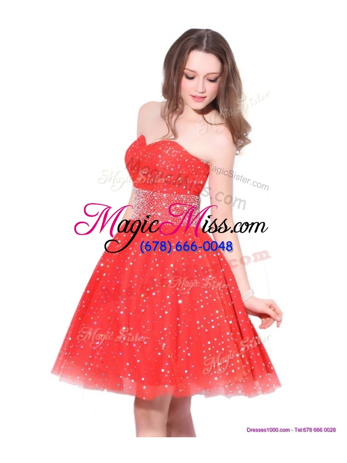 wholesale 2016 luxurious sweetheart beading dama dress in red for fall