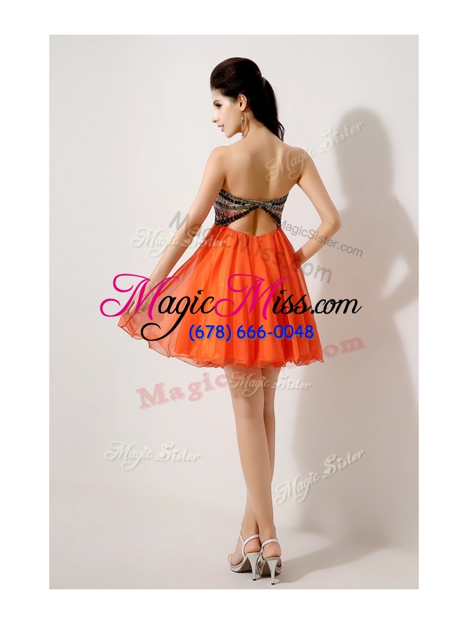 wholesale low price short orange red pageant  dresses with beading and sequins