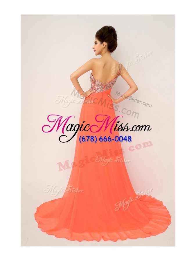 wholesale luxurious one shoulder party dresses with high slit and sequins