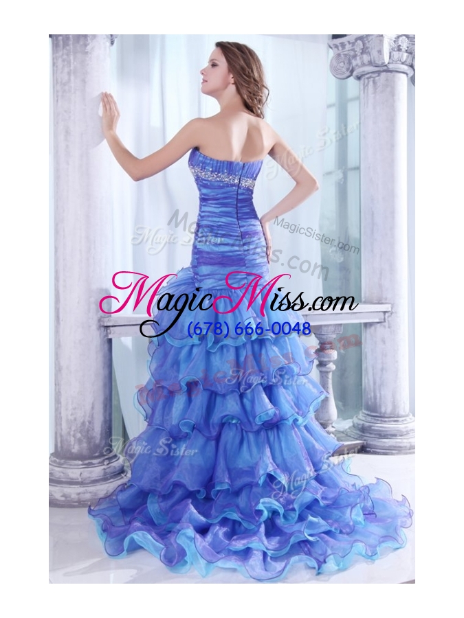 wholesale hot sale column sweetheart high low beading and ruffled layers pageant dresses