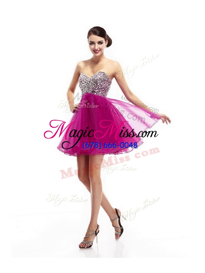 wholesale perfect sweetheart fuchsia short pageant dresses with beading