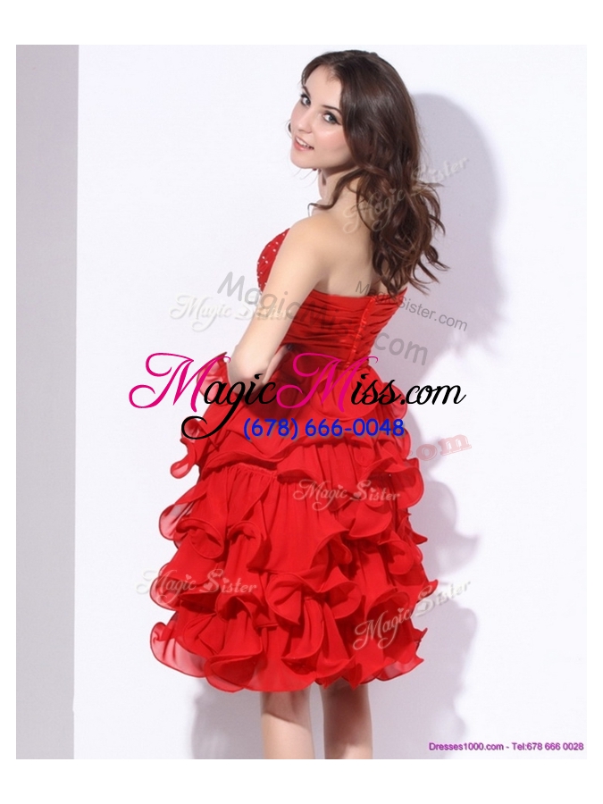wholesale best sweetheart red short party dresses with beading and ruffles