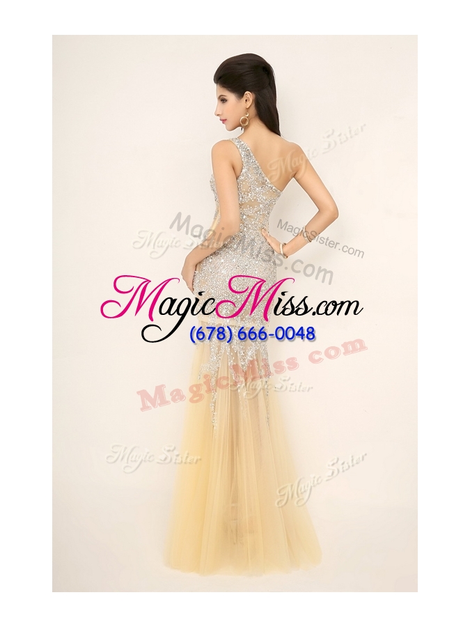 wholesale gorgeous mermaid one shoulder beading pageant dresses in champagne
