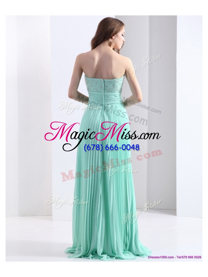 wholesale 2016 empire beading and sequins apple green party dresses with brush train