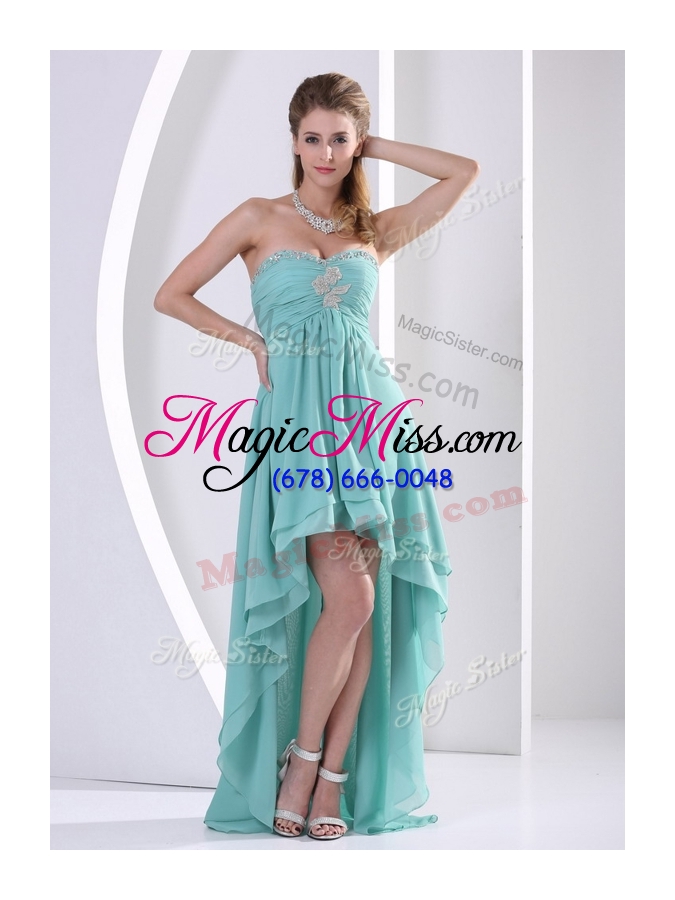 wholesale 2016 low price sweetheart high low sexy prom dress with beading