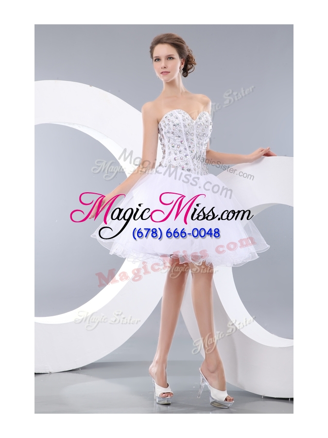 wholesale fashionable white short  pageant dresses with beading for cocktail
