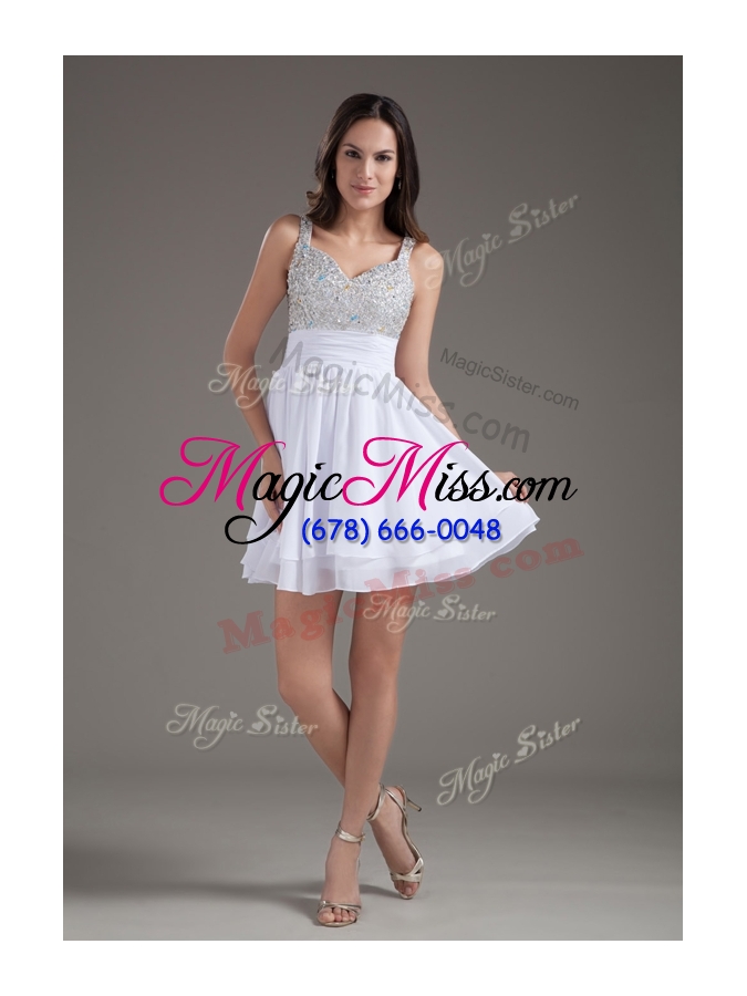 wholesale perfect short straps beading white pageant dresses for 2016
