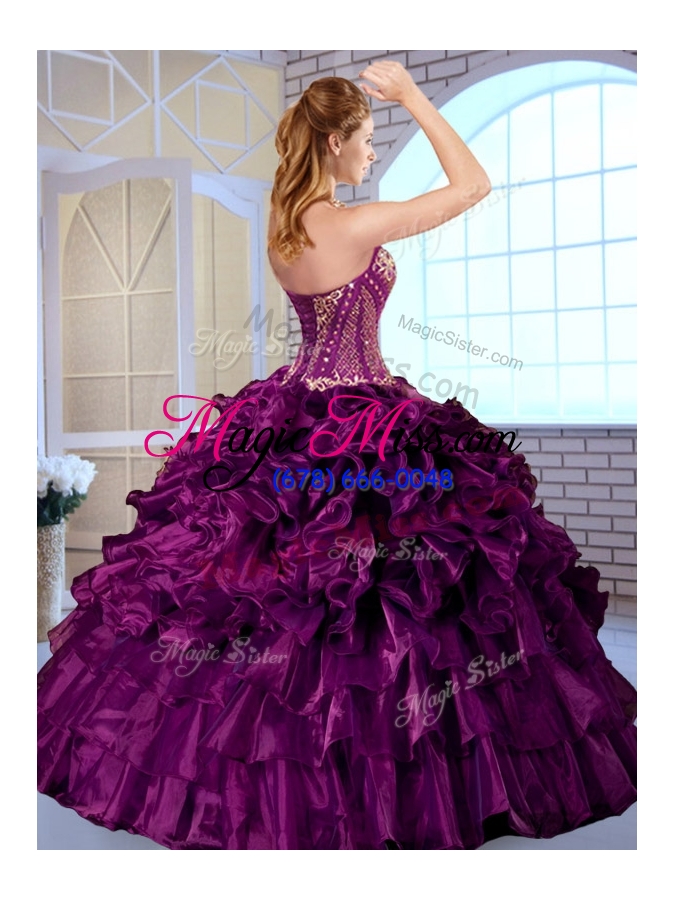 wholesale unique ball gown sweetheart ruffles and appliques quinceanera gowns