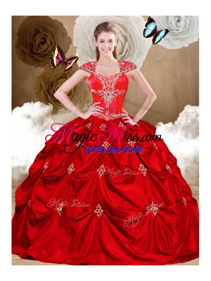 wholesale luxurious hot pink sweet 15 dresses with appliques and pick ups