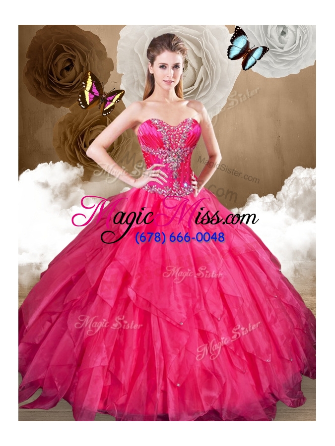 wholesale unique sweetheart ball gown sweet 16 dresses with beading and ruffles