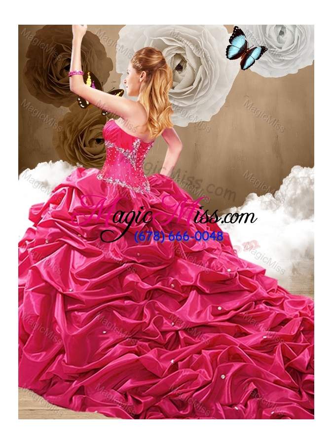wholesale unique brush train sweetheart quinceanera dresses with pick ups
