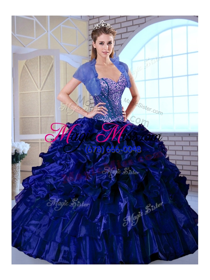wholesale luxurious ball gown sweetheart quinceanera dresses with ruffles and appliques