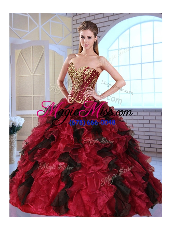 wholesale most popular sweetheart quinceanera gowns with appliques and ruffles