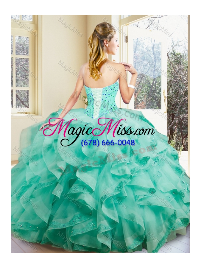 wholesale new style ball gown sweet 16 gowns with appliques and ruffles