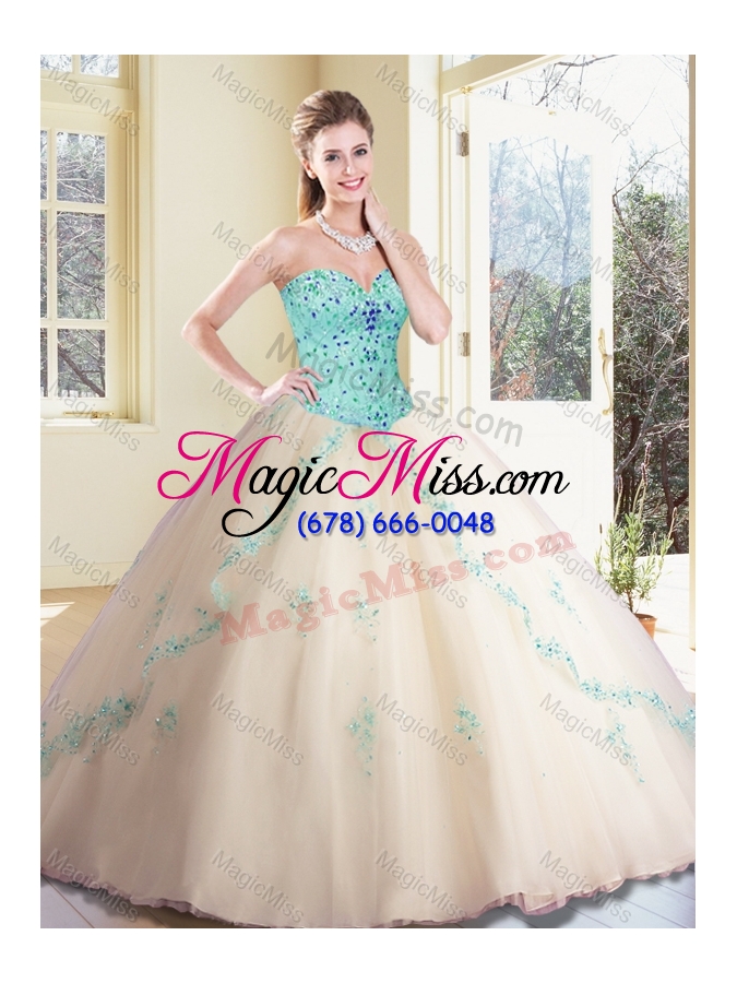 wholesale classical sweetheart beading and appliques champagne quinceanera dresses