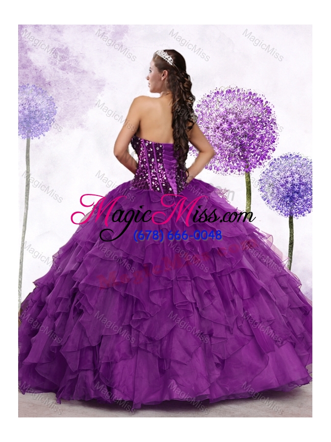 wholesale new style sweetheart ruffles and sequins quinceanera dresses in purple