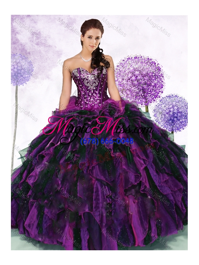 wholesale gorgeous sweetheart multi color quinceanera gowns with ruffles and sequins