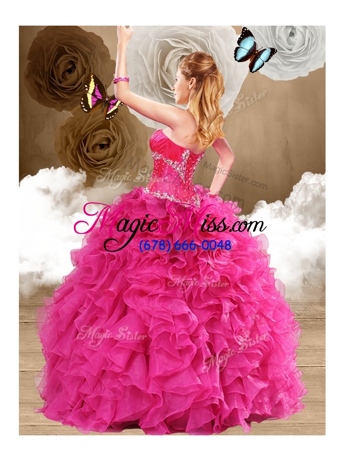 wholesale new style ball gown fuchsia vestidos de quinceanera dresses with ruffles