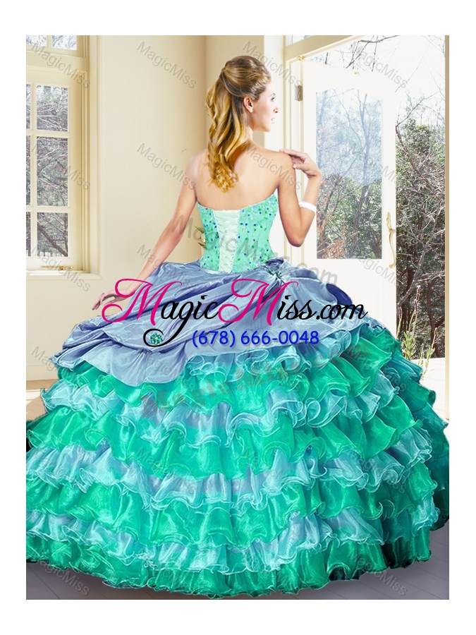 wholesale perfect ball gown multi color quinceanera dresses with ruffled layers
