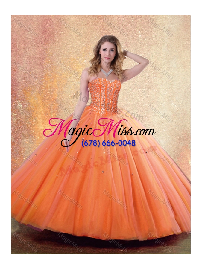 wholesale pretty ball gown sweetheart orange quinceanera dresses with beading