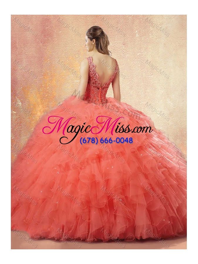 wholesale new arrivals v neck sweet 16 dresses with ruffles and appliques