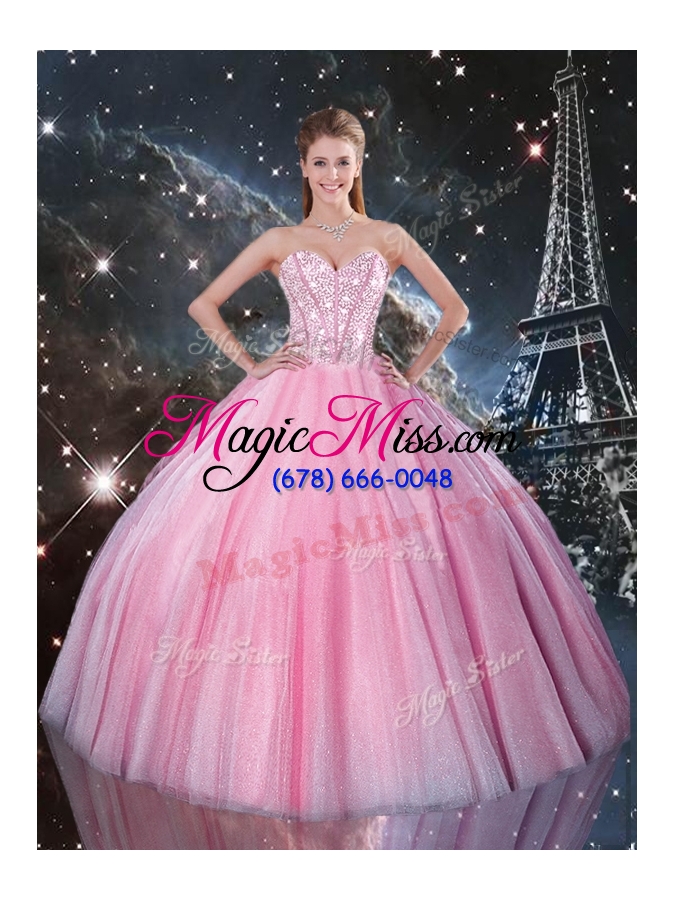 wholesale detachable ball gown sweetheart beading pink quinceanera gowns