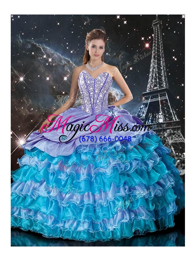 wholesale luxurious sweetheart detachable quinceanera gowns with beading and ruffled layers