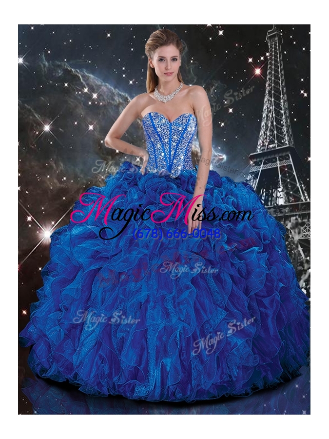 wholesale new style sweetheart detachable beading quinceanera gowns in blue