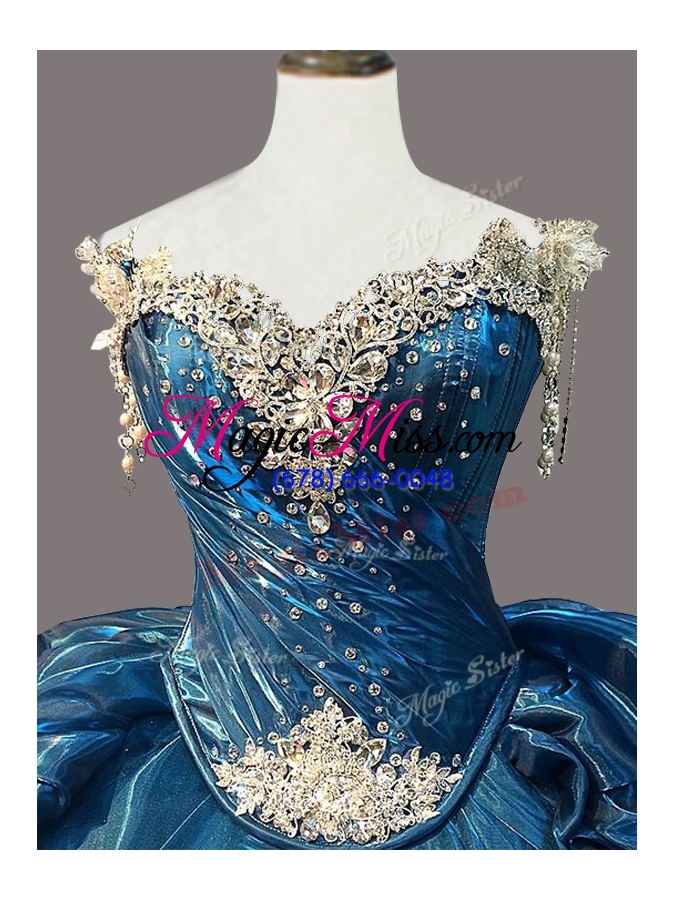 wholesale custom make sweetheart beading teal quinceanera dresses for 2016